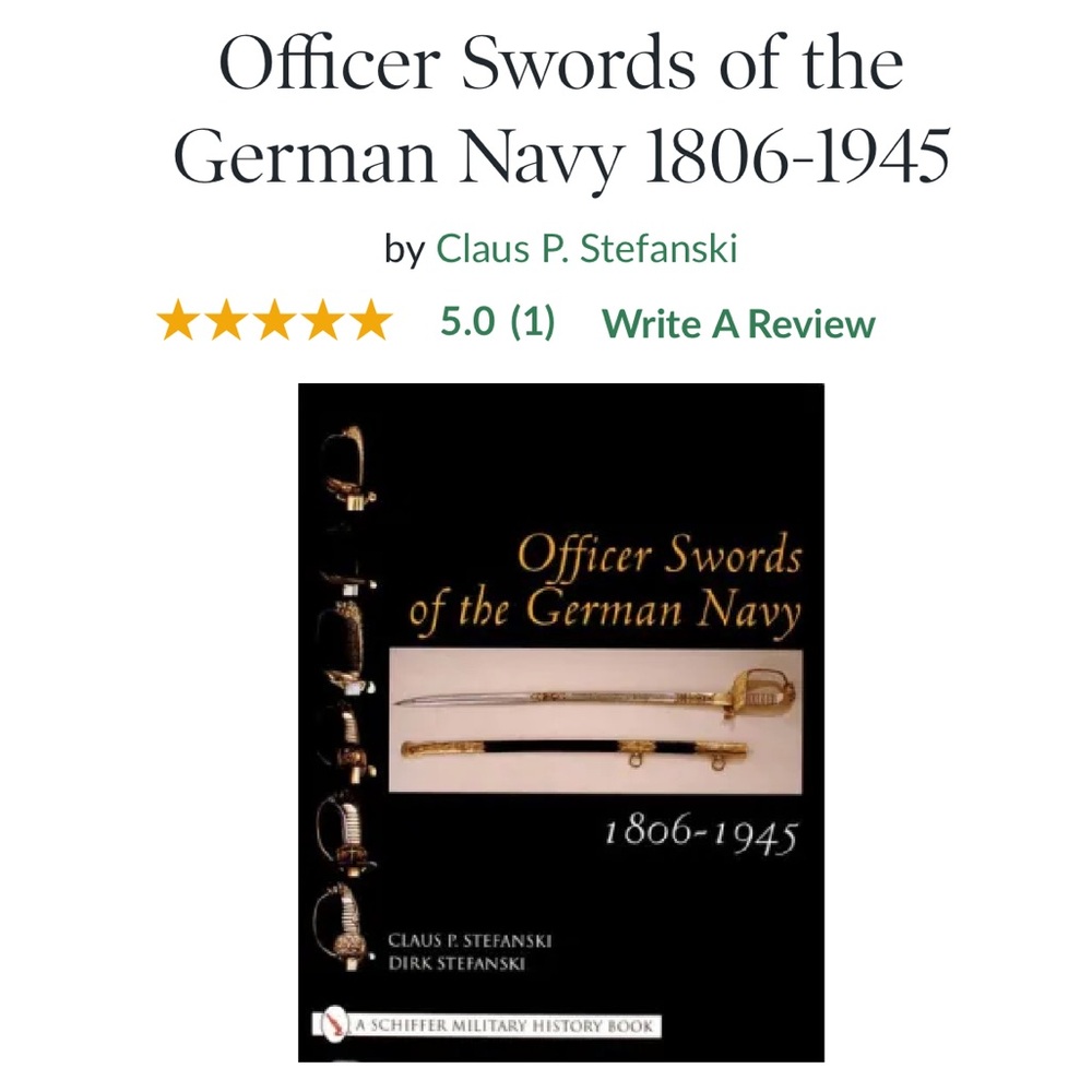 NEW Coffee Table Book Officer Swords of the German Navy By Claus P. Stefanski